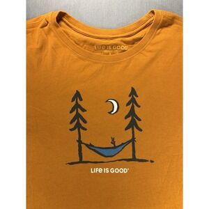 Life Is Good Crusher Lite Long Sleeve T Shirt Mens L Outdoors Hammock Peace Sign